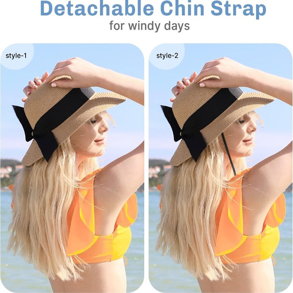 Beach Sun Hats for Women, Straw Hat for Women UPF 50+ UV Sun Protection Summer H - Picture 5 of 8